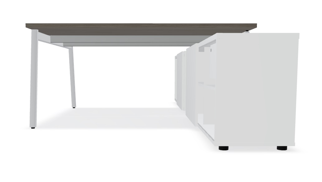 Ogi M W63" Office Straight 2-Desk Bench w/Managerial Storage