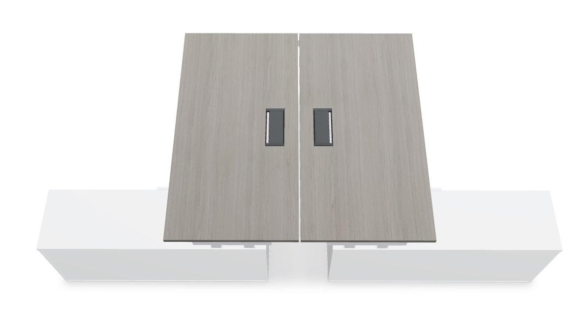 Ogi M W63" Office Straight 2-Desk Bench w/Managerial Storage
