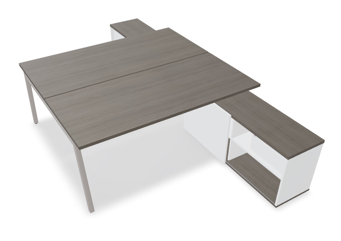 Ogi M W70" Office Straight 2-Desk Bench w/Managerial Storage