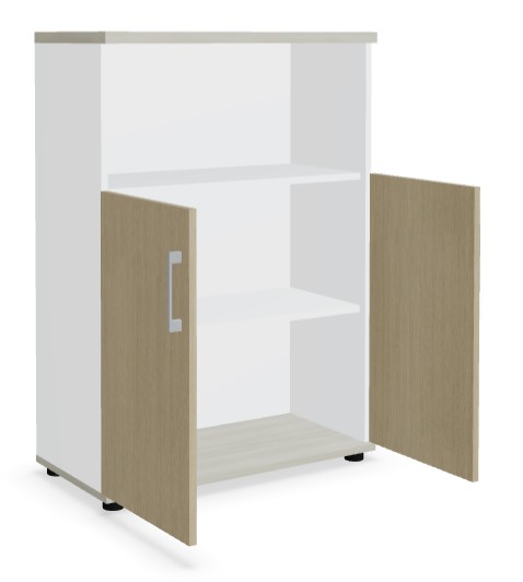 Basic Office W31.5" Half-Bookcase w/2 Lockable Doors & Open Shelf