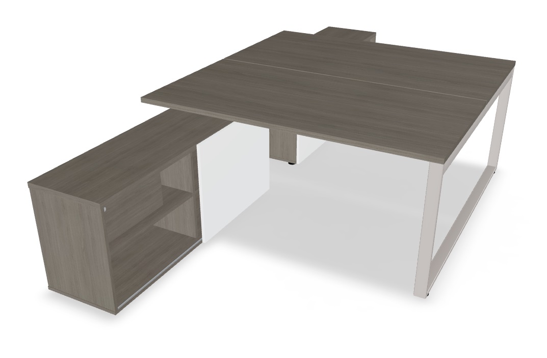 Ogi Q 63" Office Straight 2-Desk Bench w/Managerial Storage