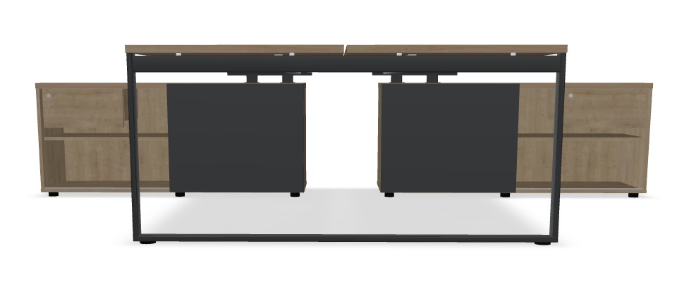 Ogi Q 70" Office Straight 2-Desk Bench w/Managerial Storage