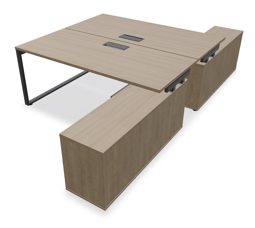 Ogi Q 70" Office Straight 2-Desk Bench w/Managerial Storage