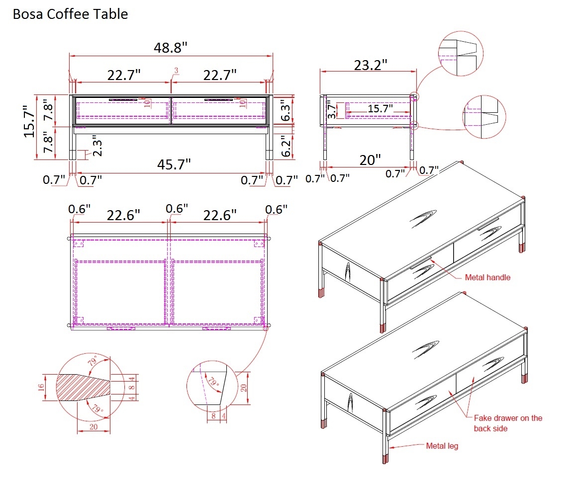 Bosa Coffee Table w/2 Drawers
