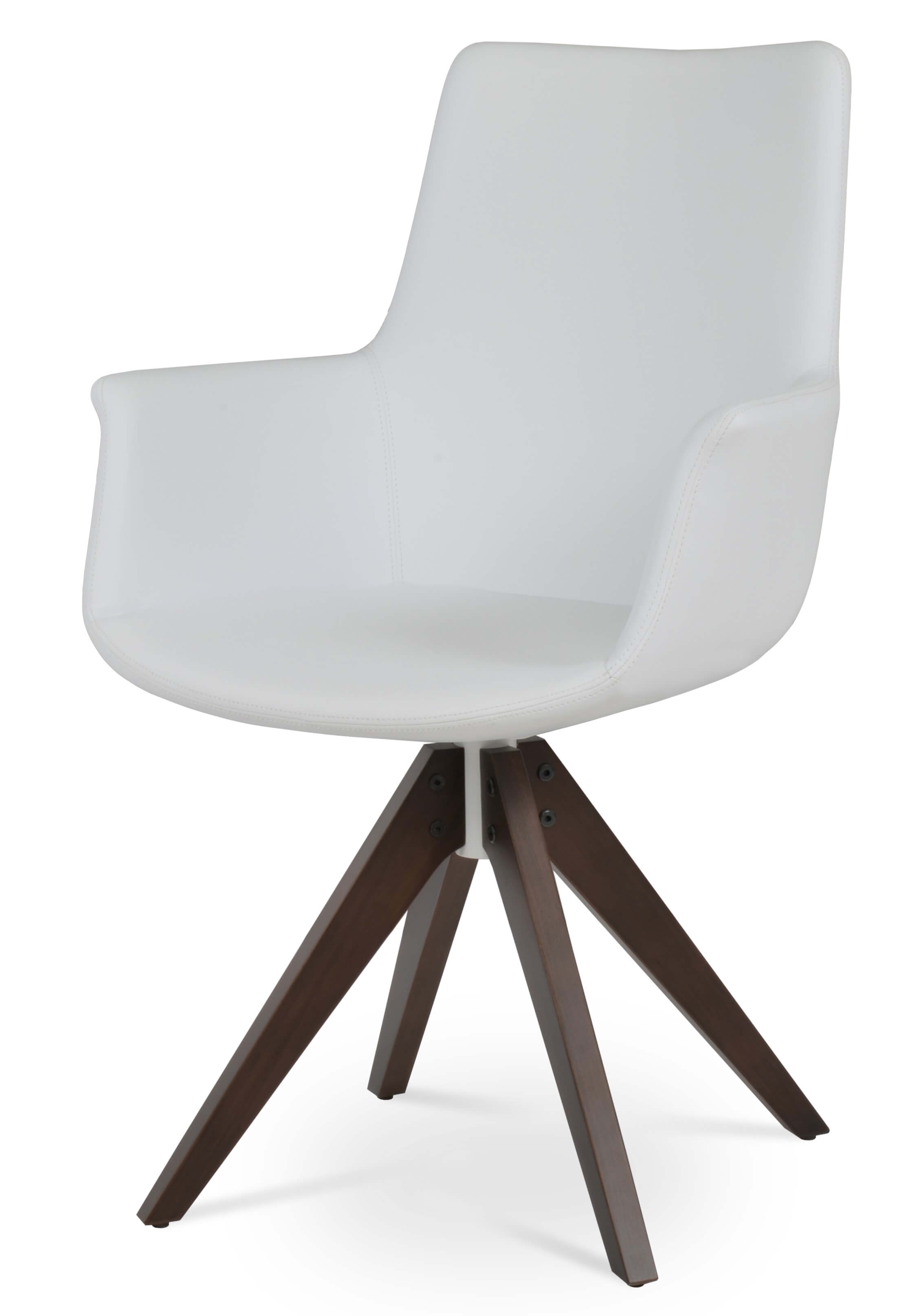 Bottega High Back Dining Arm Chair w/Pyramid Swivel Base
