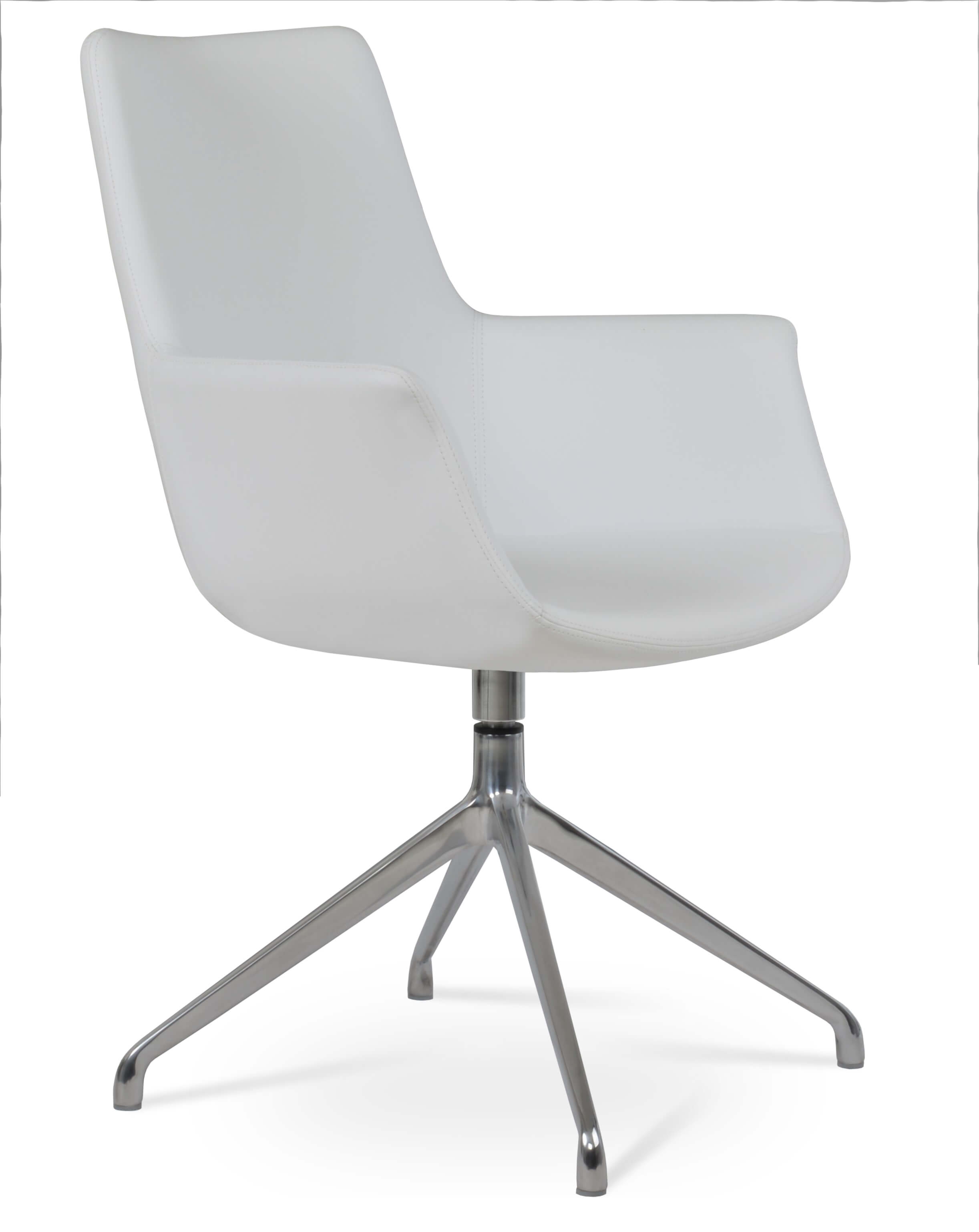 Bottega High Back Dining Arm Chair w/Spider Swivel Base