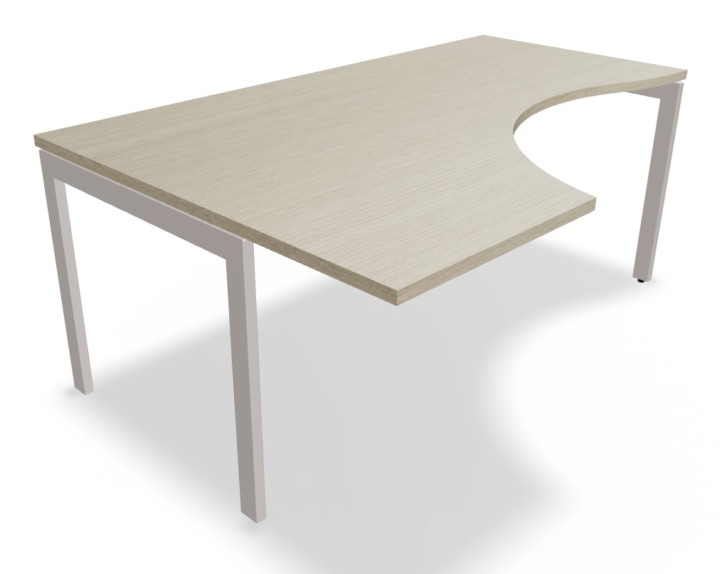 Ogi U Office Single Radial Desk Right, W70.8" x D47.2"
