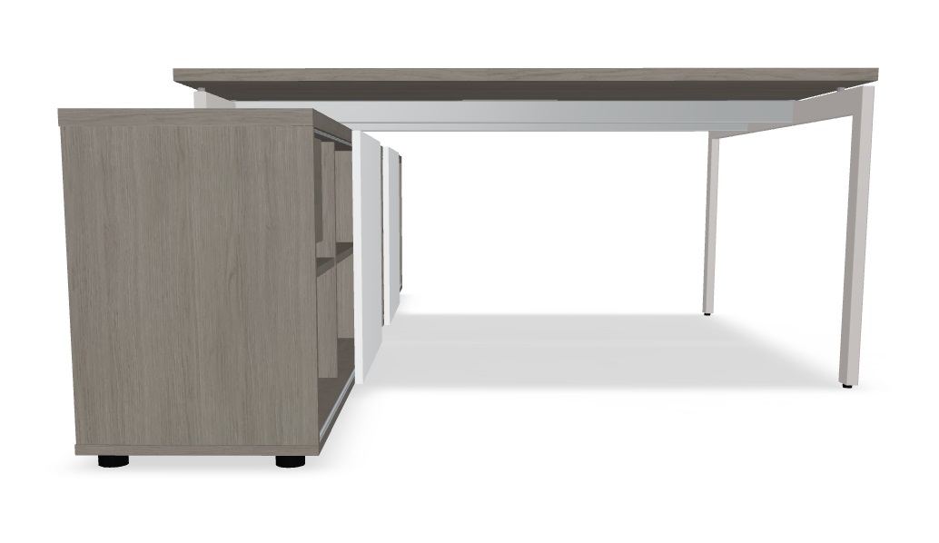 Ogi U Office Straight Bench w/Managerial Storage, W62.9" x D126.3"