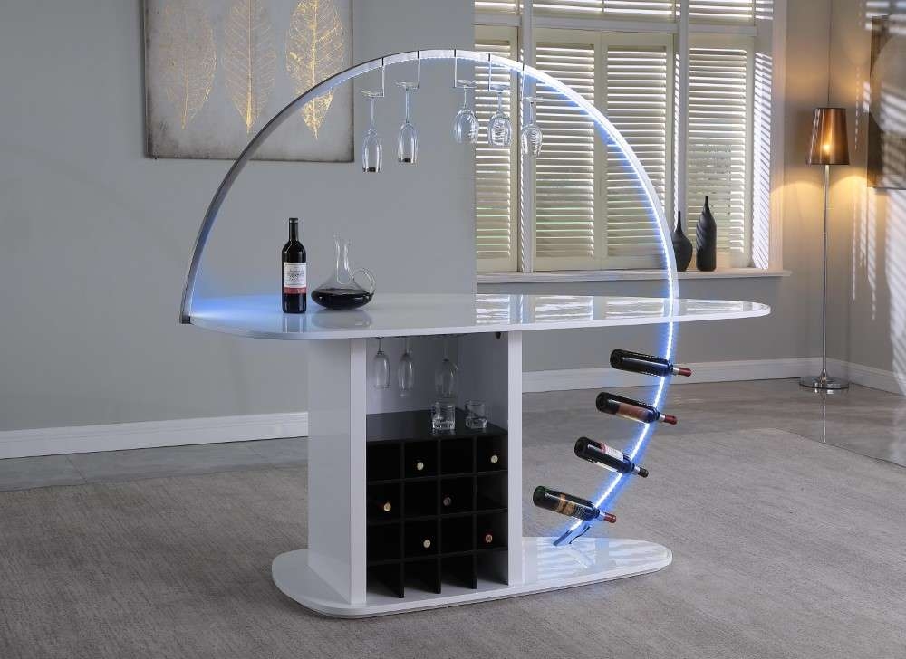 Bowery Contemporary Bar w/Customizable LED Lights & Bottle Racks