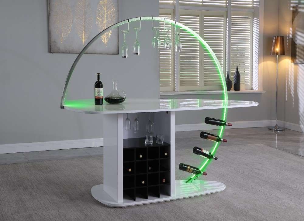 Bowery Contemporary Bar w/Customizable LED Lights & Bottle Racks