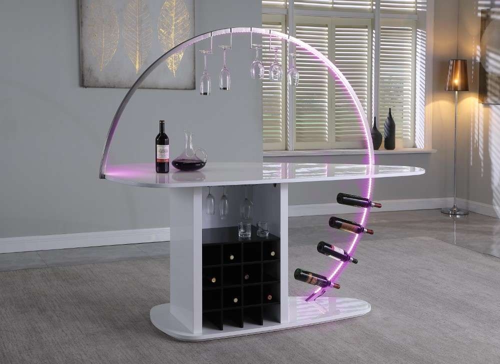 Bowery Contemporary Bar w/Customizable LED Lights & Bottle Racks