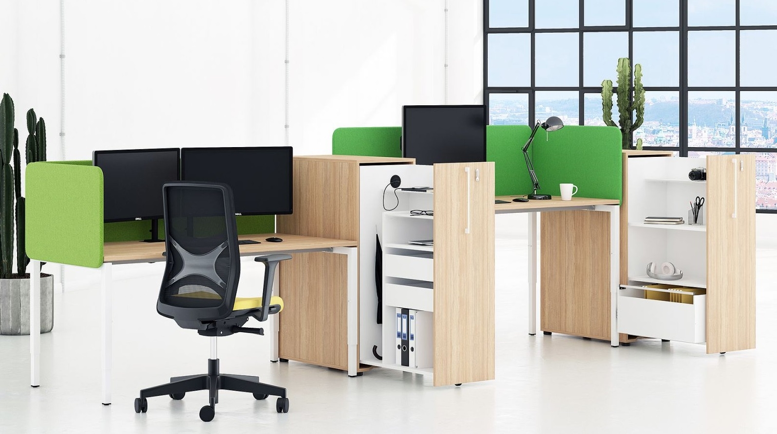 Boxi Office Lockable Storage Tower w/1 Shelf, 2 Metal Shelves & 2 Small Drawers