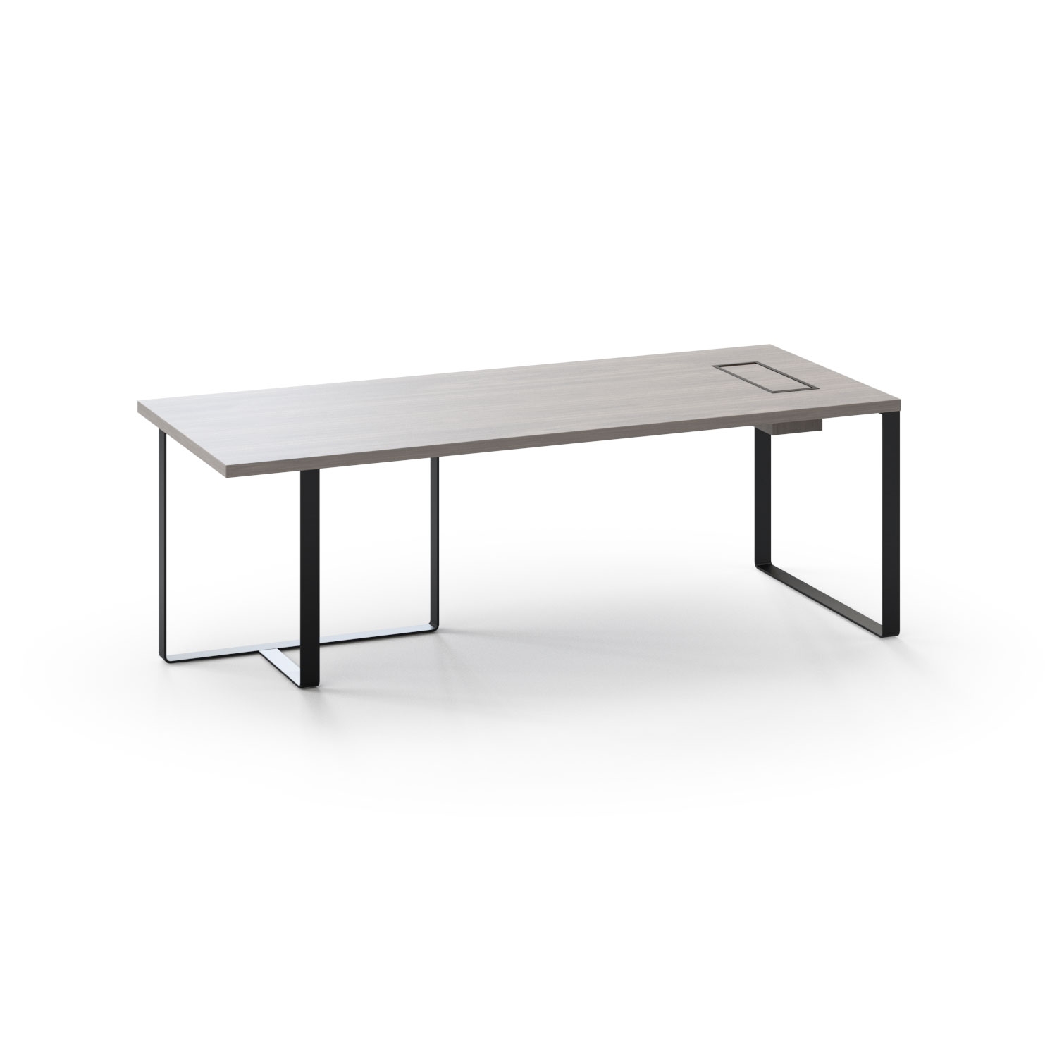 Plana Executive Desk w/Grommet, Metal Frame & Box