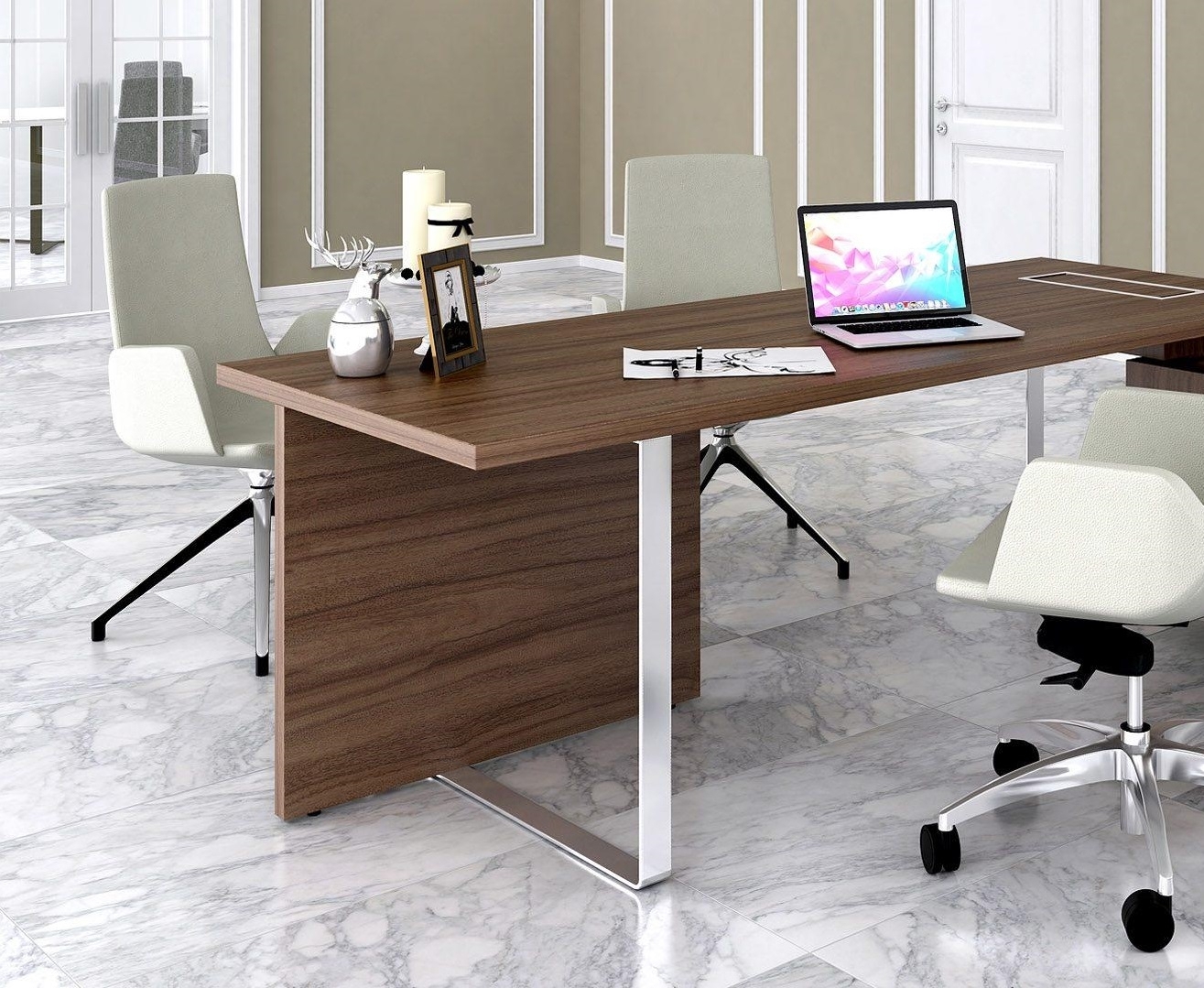 Plana Wood Veneer Executive Desk w/Modesty Panel