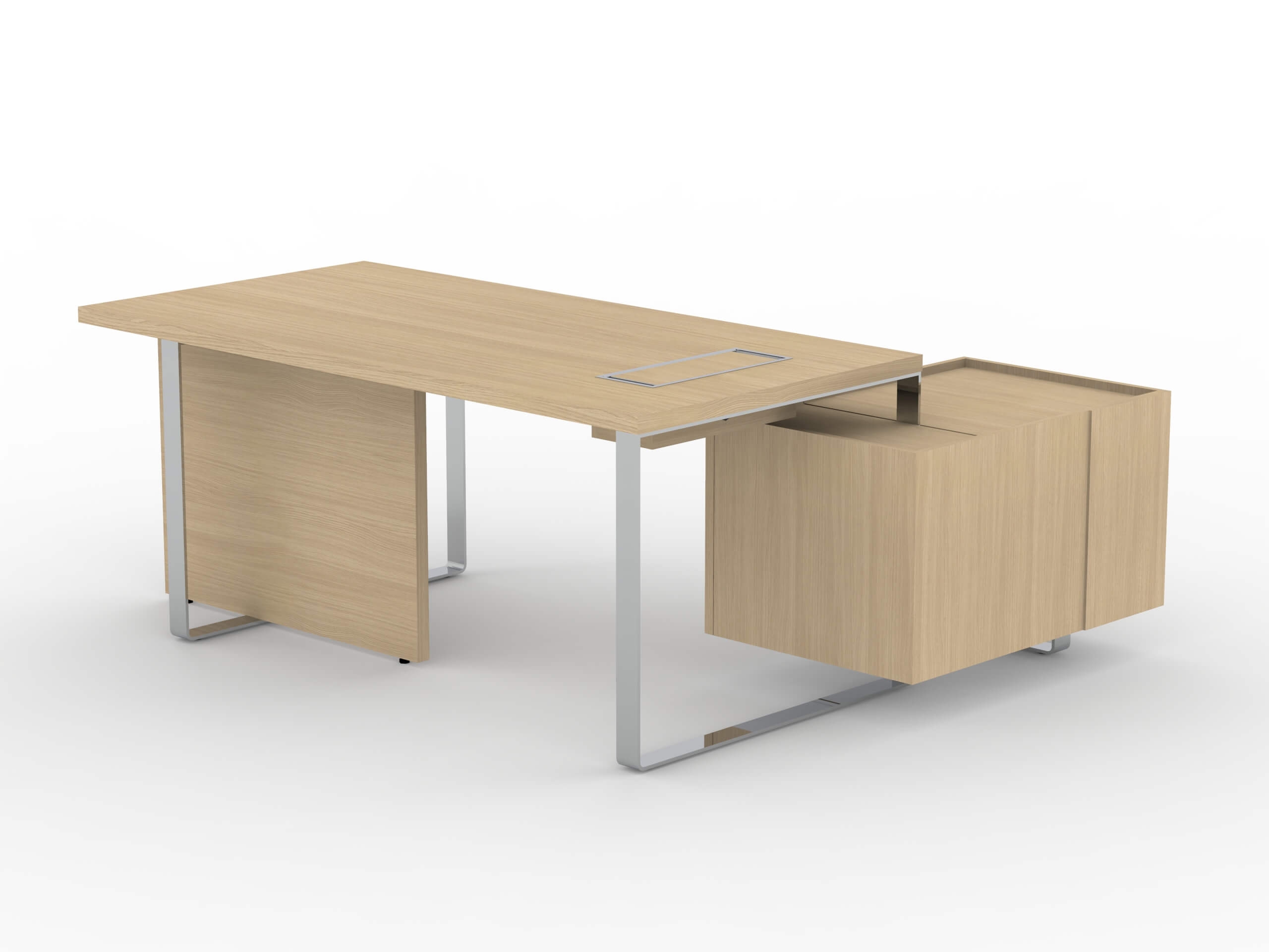 Plana Wood Veneer Executive Desk w/Fixed Pedestal