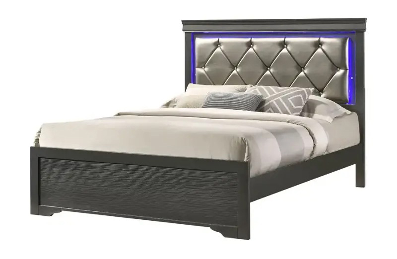 SM Sophie Wood/Fabric Bedroom Set w/Led