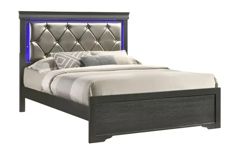 SM Sophie Wood/Fabric Bed w/Led, Queen Size