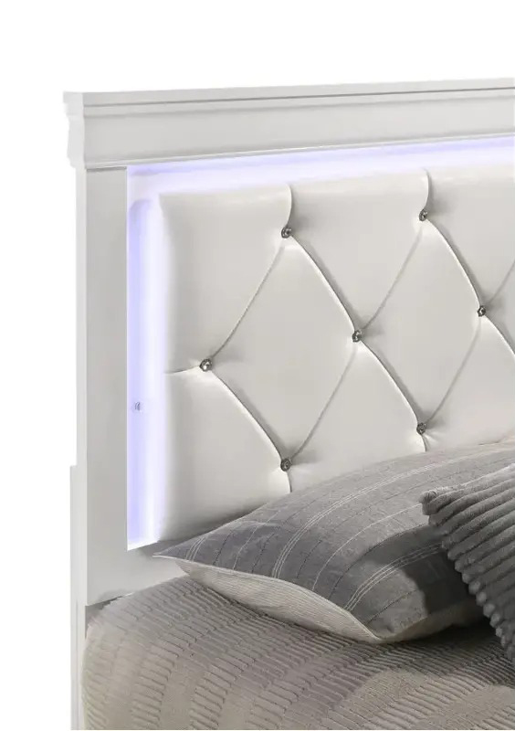 SM Sophie Wood/Fabric Bed w/Led, Queen Size