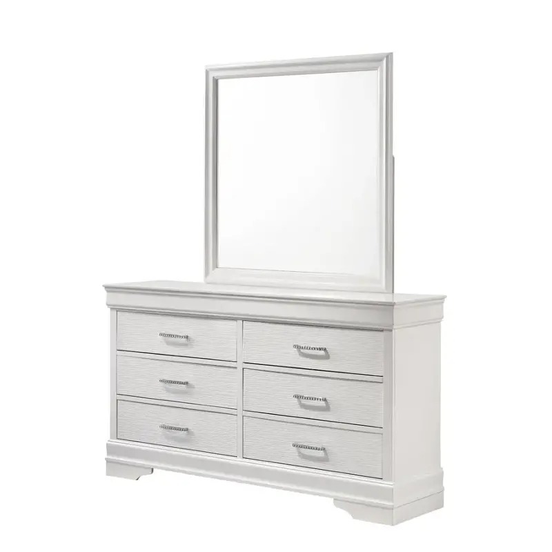 GALAXY HOME FURNISHINGS USA Milan Mirror Framed Nightstand Made with Wood in White