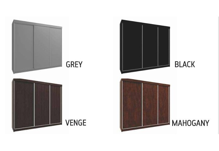 Classic 99-inch 3-Door Wood Wardrobe