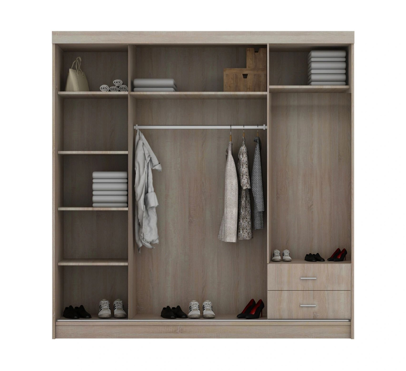 Classic 99-inch 3-Door Wood Wardrobe