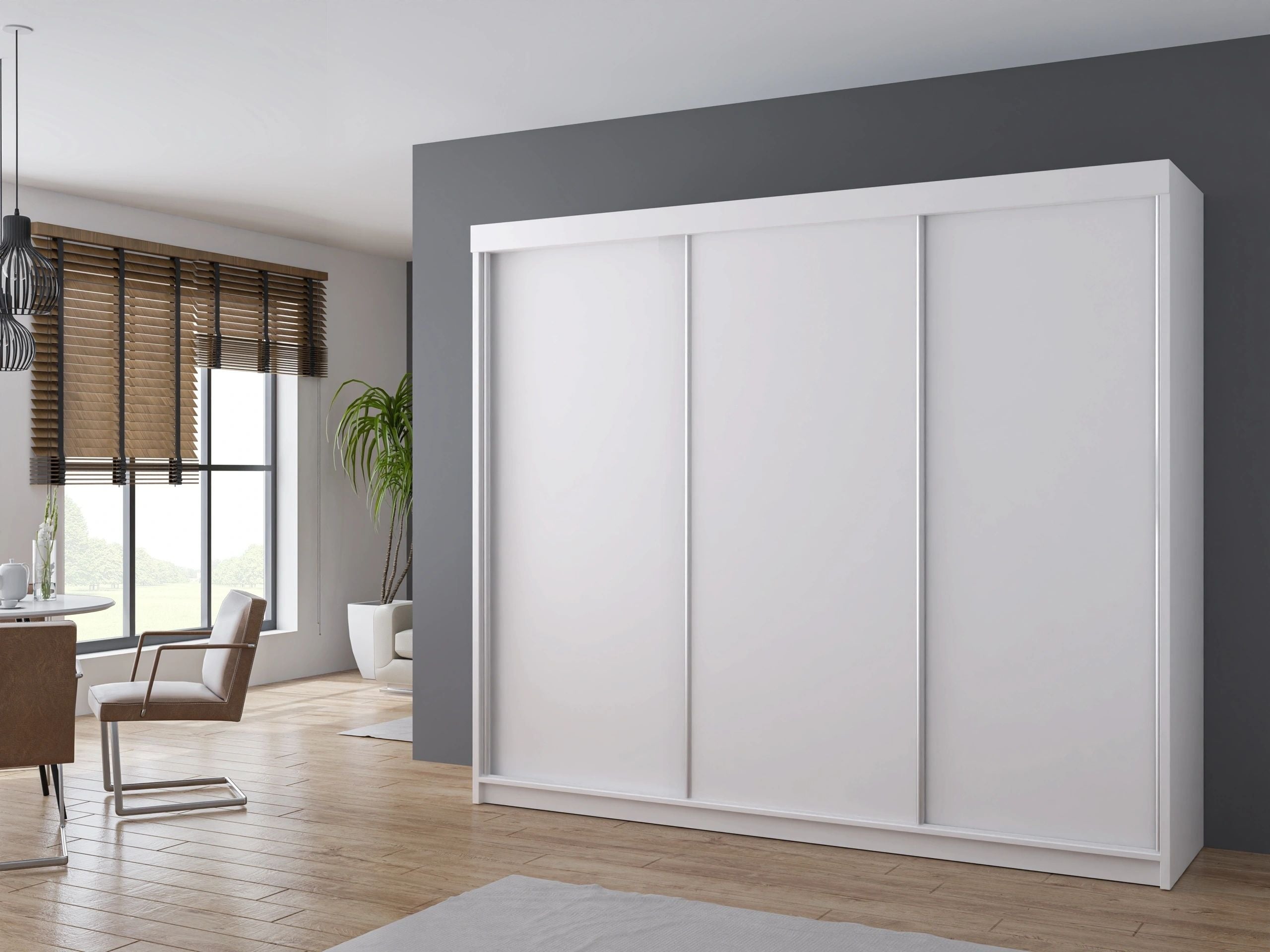 Classic 99-inch 3-Door Wood Wardrobe