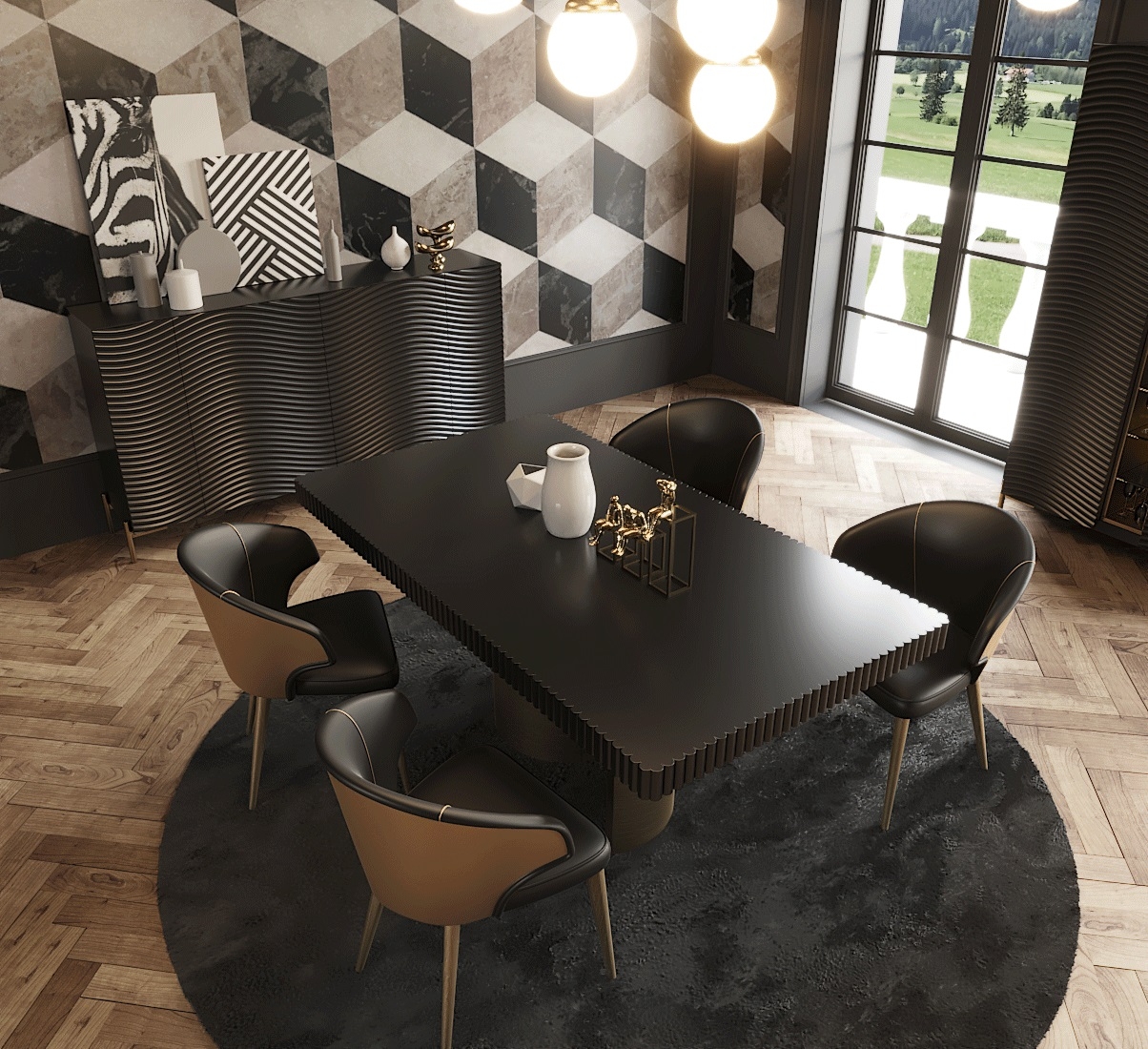 Wave MDF Extendable Dining Room Set