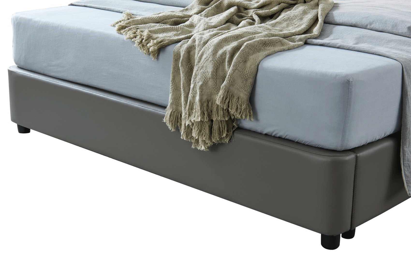1806 Top-Grain Leather/Split Leather Storage Platform Bed, Full Size
