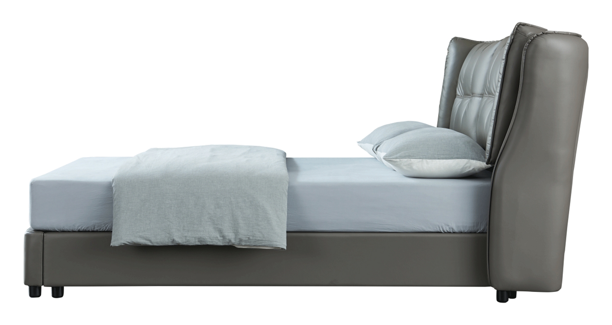 1806 Top-Grain Leather/Split Leather Storage Platform Bed