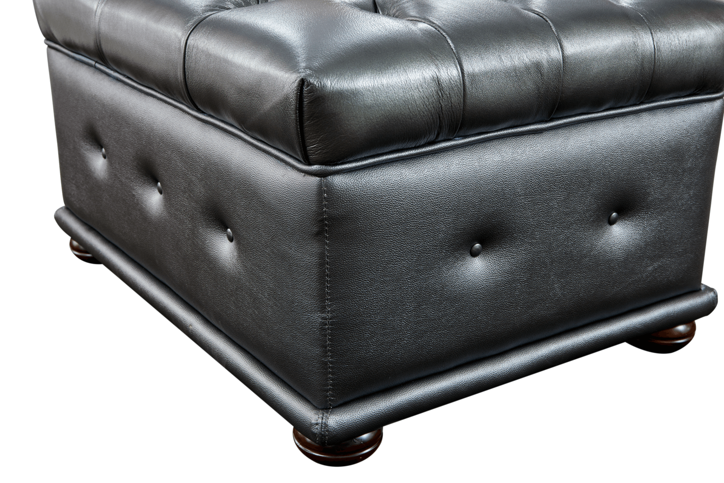415 Top Grain Leather Ottoman