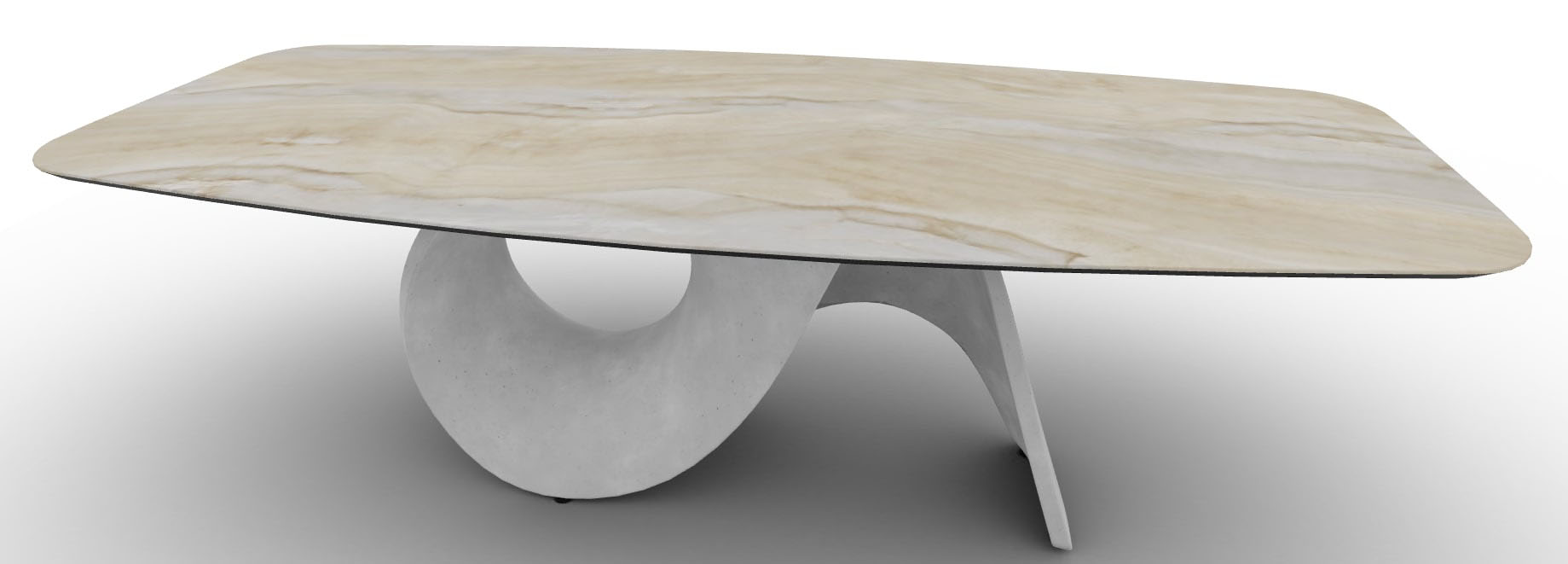 Seashell W98.4-inch Ceramic/Cement Customizable Elliptical Dining Table