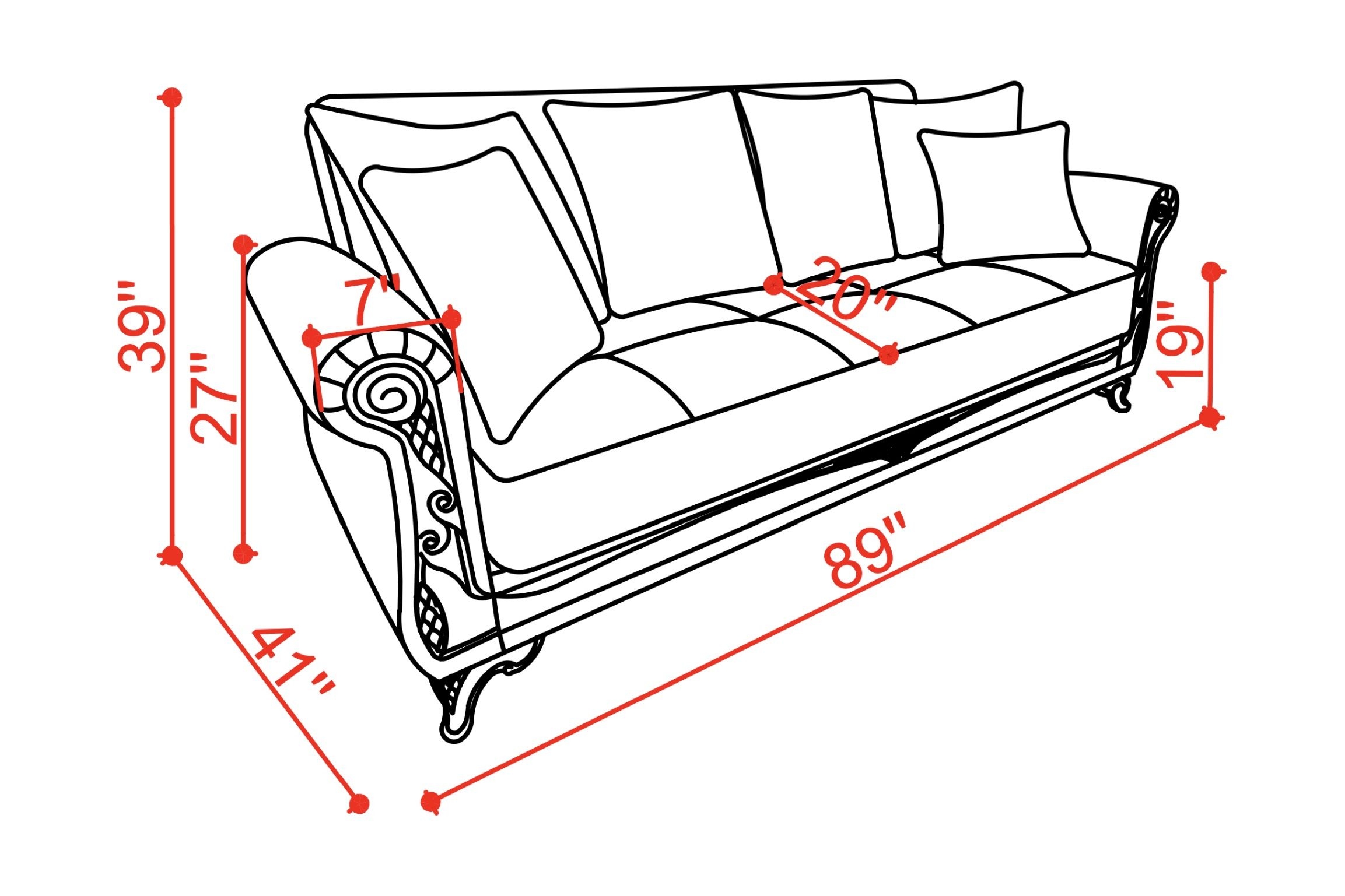SM Breda Fabric Storage Sleeper Sofa with Wood Trim