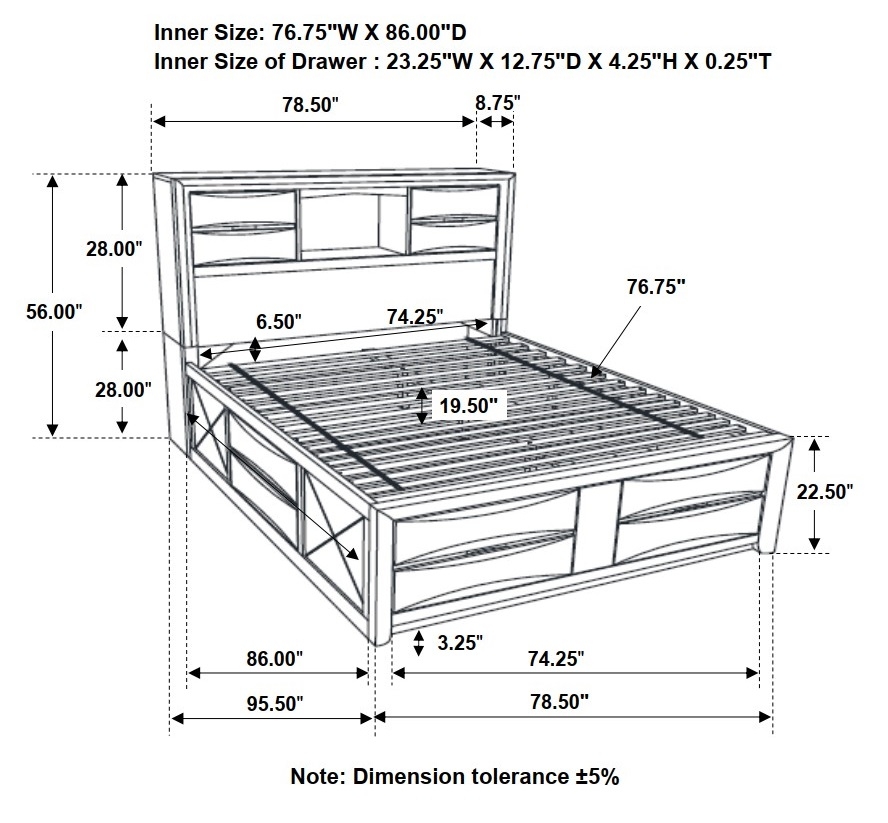 Briana Wood Platform Storage Bed, California King Size