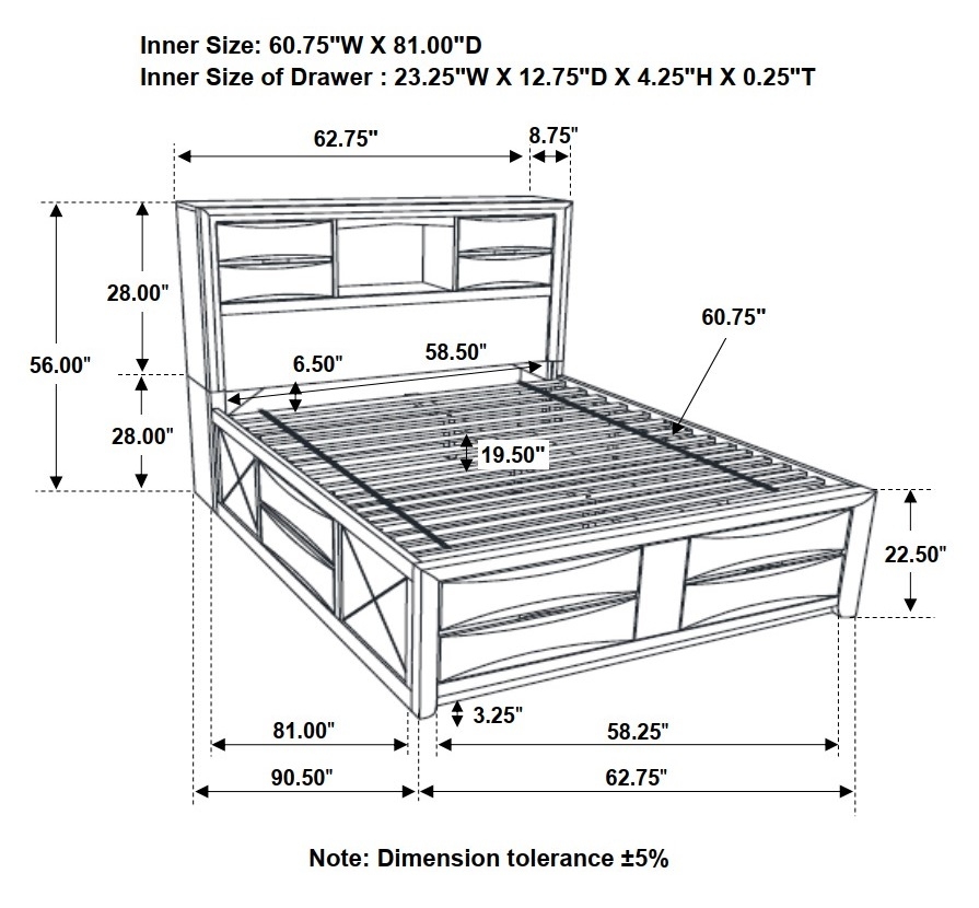 Briana Wood Platform Storage Bed