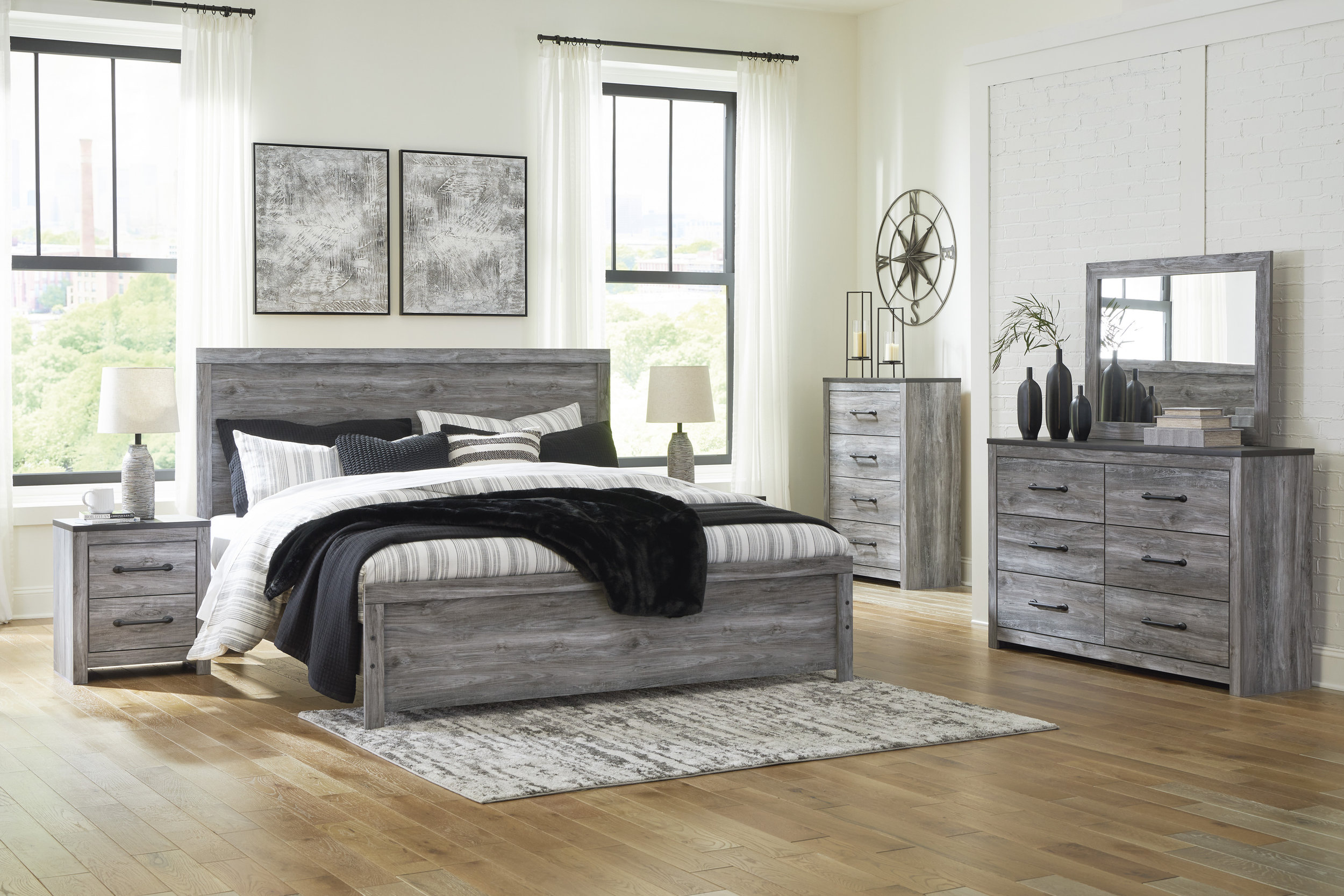 Bronyan MDF/Wood Veneer Panel Bedroom Set