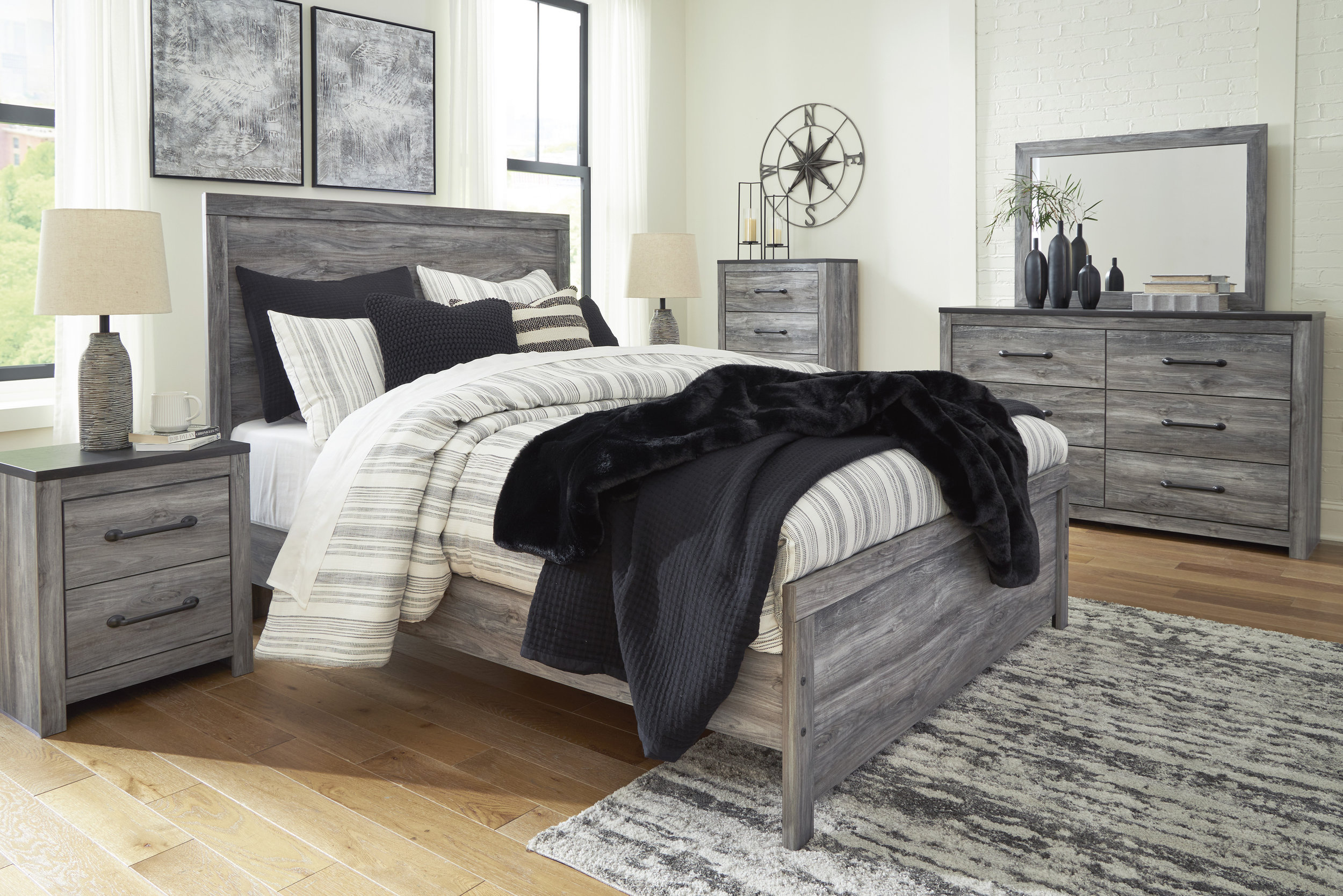 Bronyan MDF/Wood Veneer Panel Bedroom Set