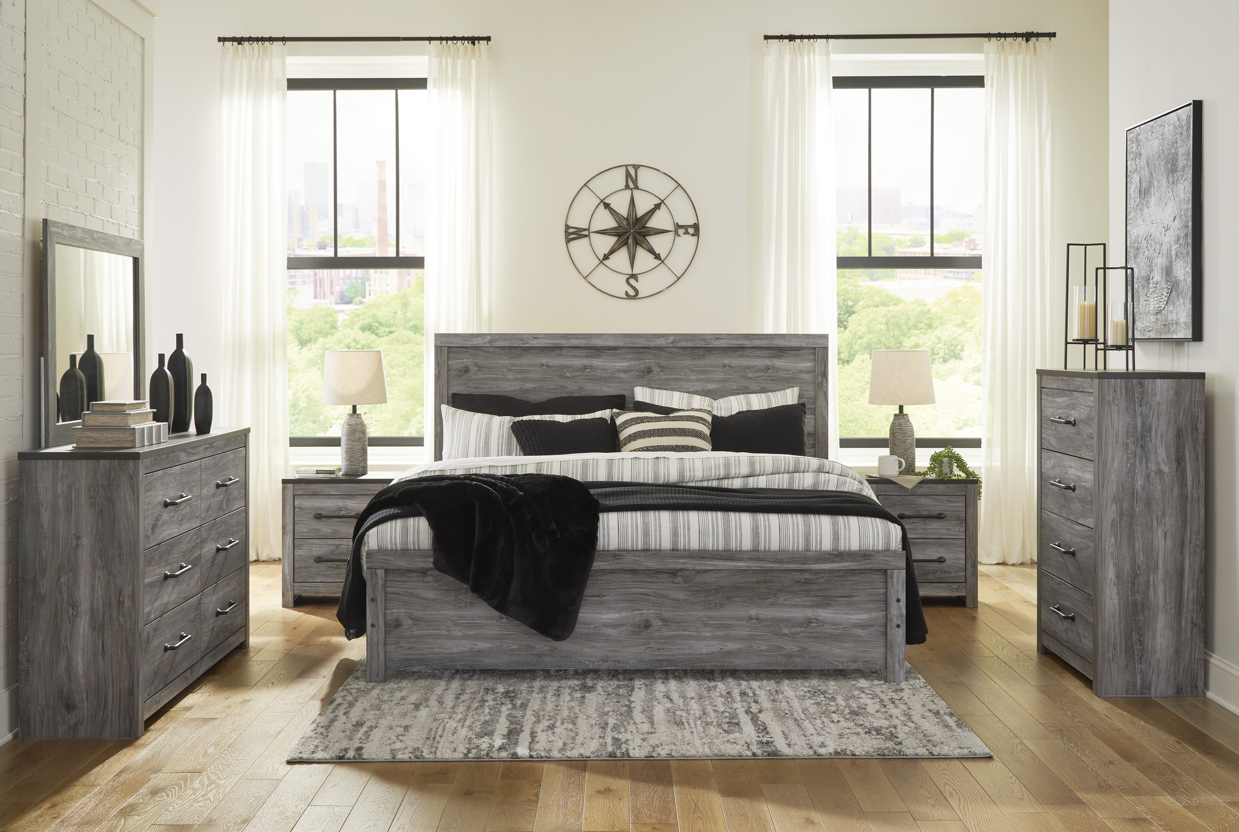 Bronyan MDF/Wood Veneer Panel Bedroom Set