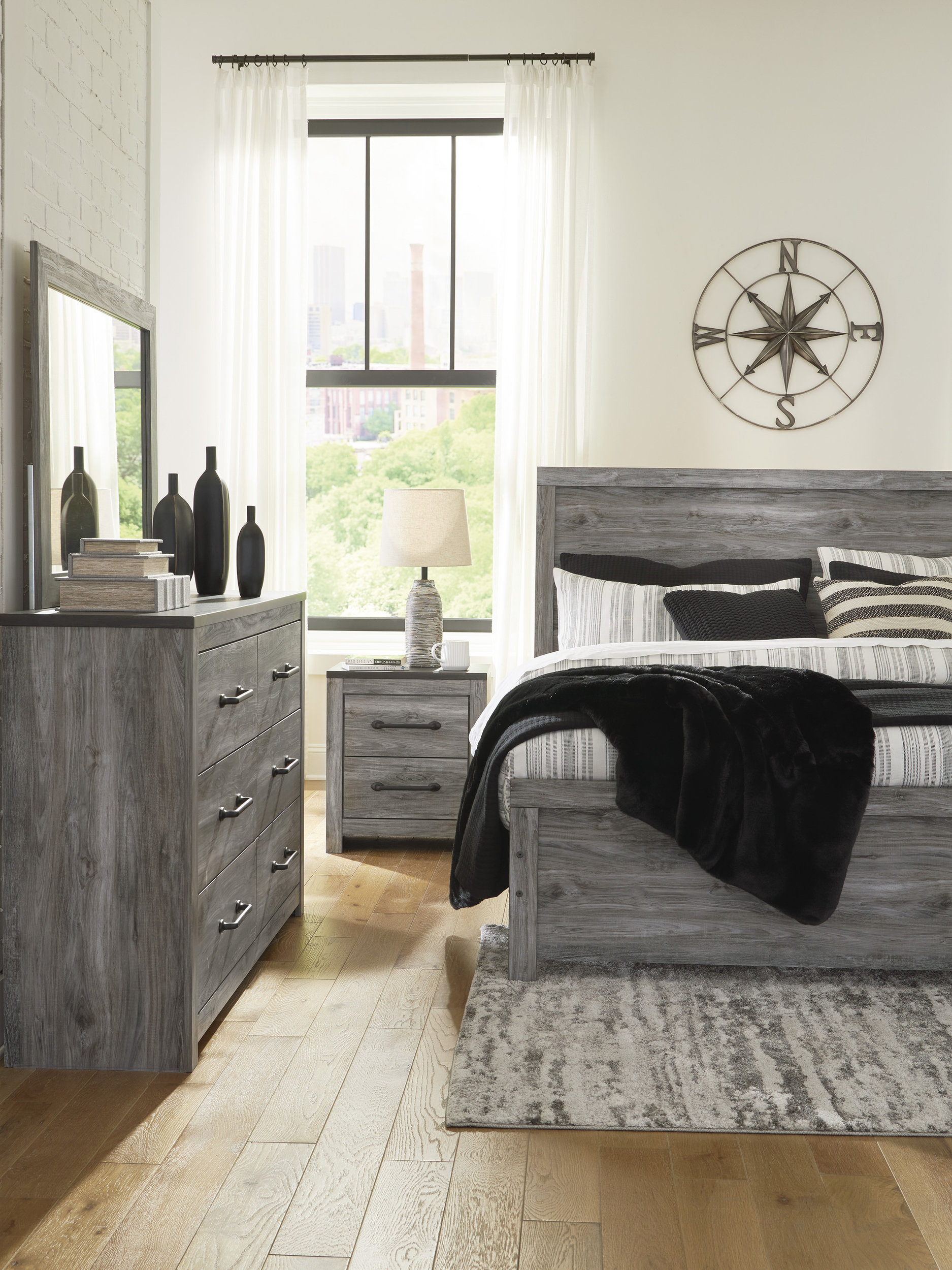 Bronyan MDF/Wood Veneer Panel Bedroom Set