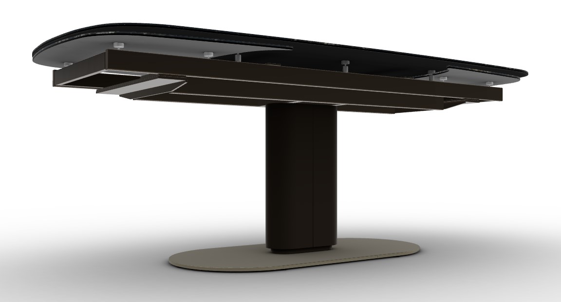 Cameo W78.8"-116.6" Rectangular Ceramic/Metal/Cannulated Wood Veneer Pedestal Extendable Dining Table w/Rounded Corners