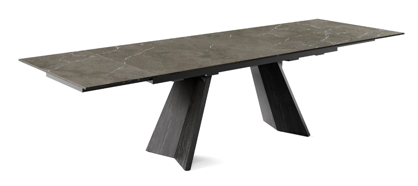 Icaro W78.8"-118.1" Rectangular Ceramic/Wood Veneer Extendable Dining Table