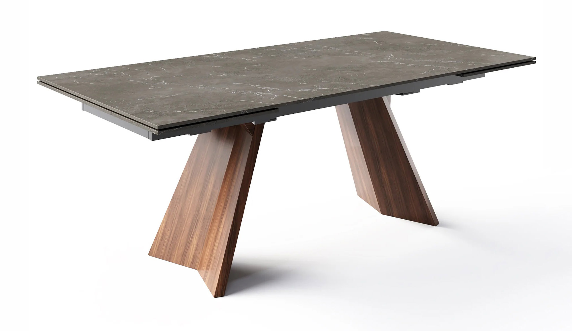 Icaro W78.8"-118.1" Rectangular Ceramic/Wood Veneer Extendable Dining Table