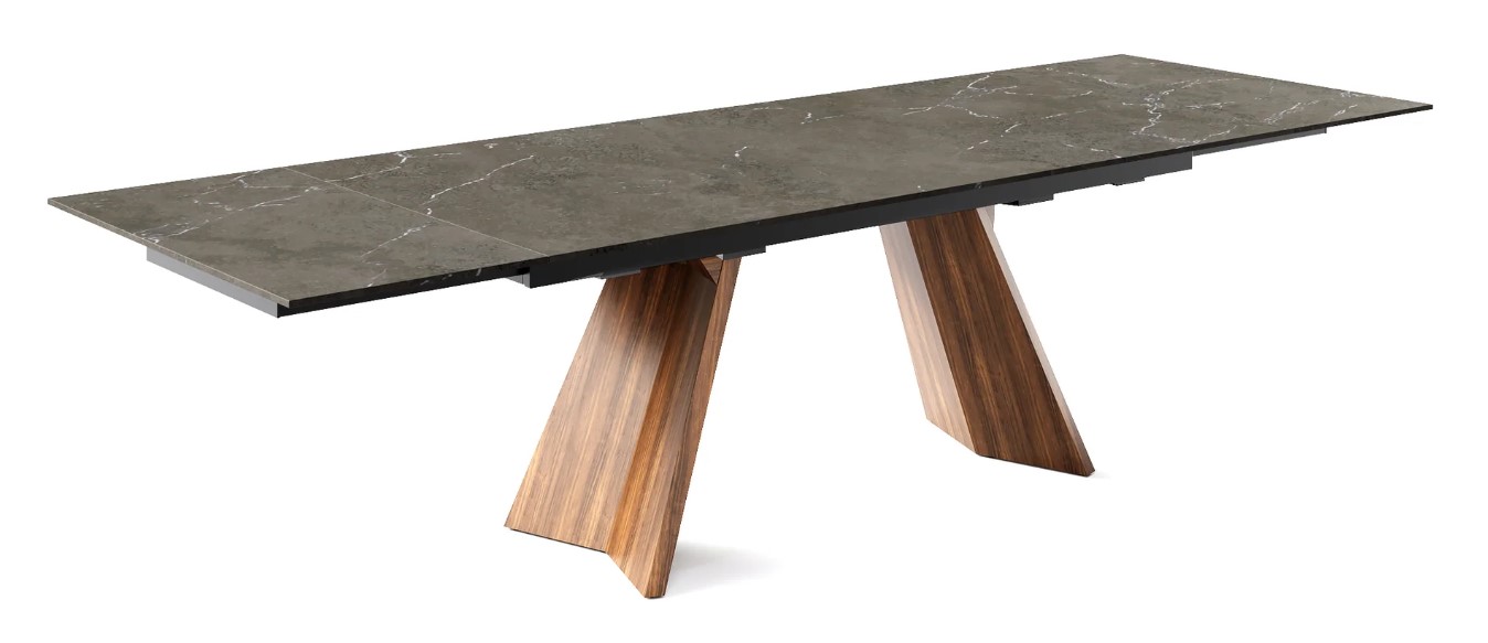 Icaro W78.8"-118.1" Rectangular Ceramic/Wood Veneer Extendable Dining Table