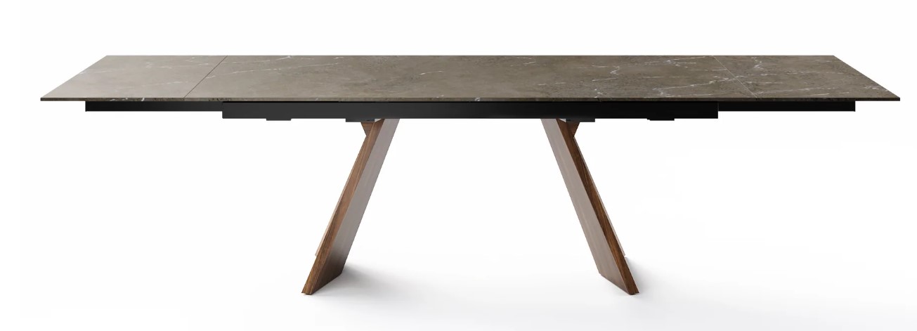 Icaro W78.8"-118.1" Rectangular Ceramic/Wood Veneer Extendable Dining Table