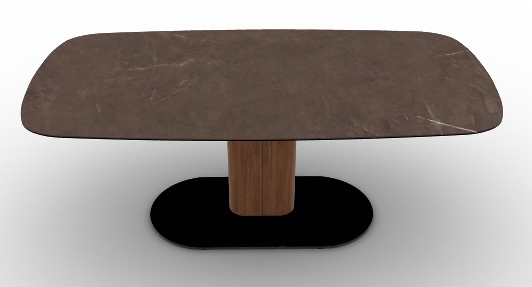 Cameo W78.8"-116.6" Rectangular Ceramic/Cannulated Wood Veneer Pedestal Extendable Dining Table w/Rounded Corners