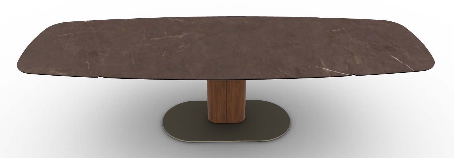 Cameo W78.8"-116.6" Rectangular Ceramic/Metal/Cannulated Wood Veneer Pedestal Extendable Dining Table w/Rounded Corners