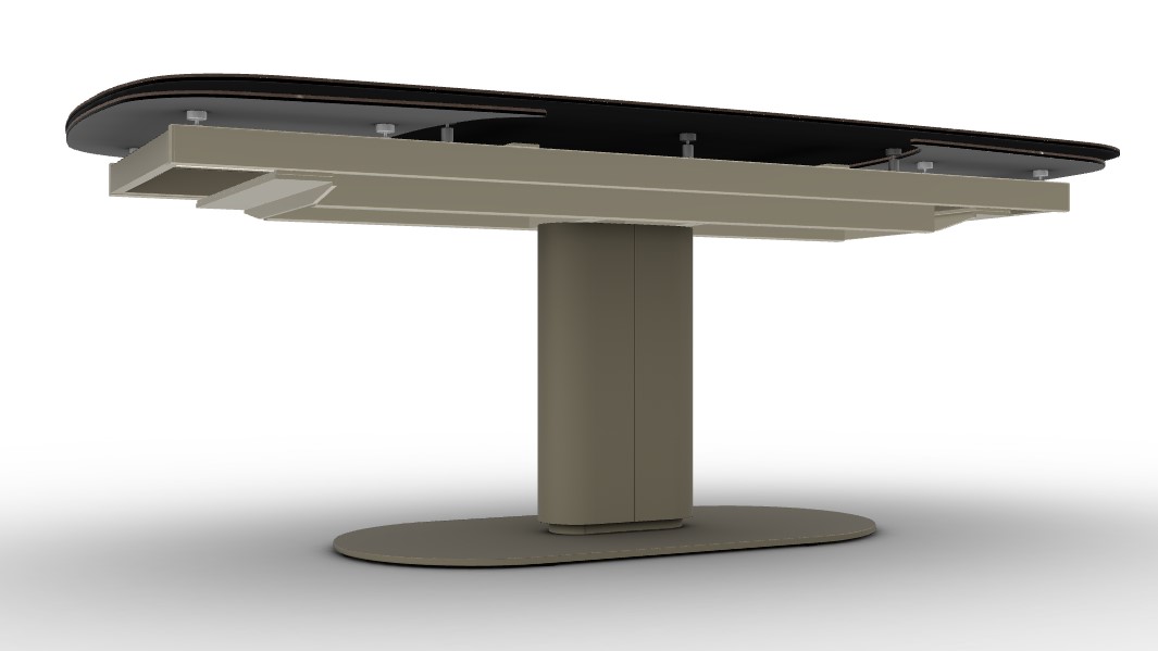 Cameo W78.8"-116.6" Rectangular Ceramic/Metal Pedestal Extendable Dining Table w/Rounded Corners