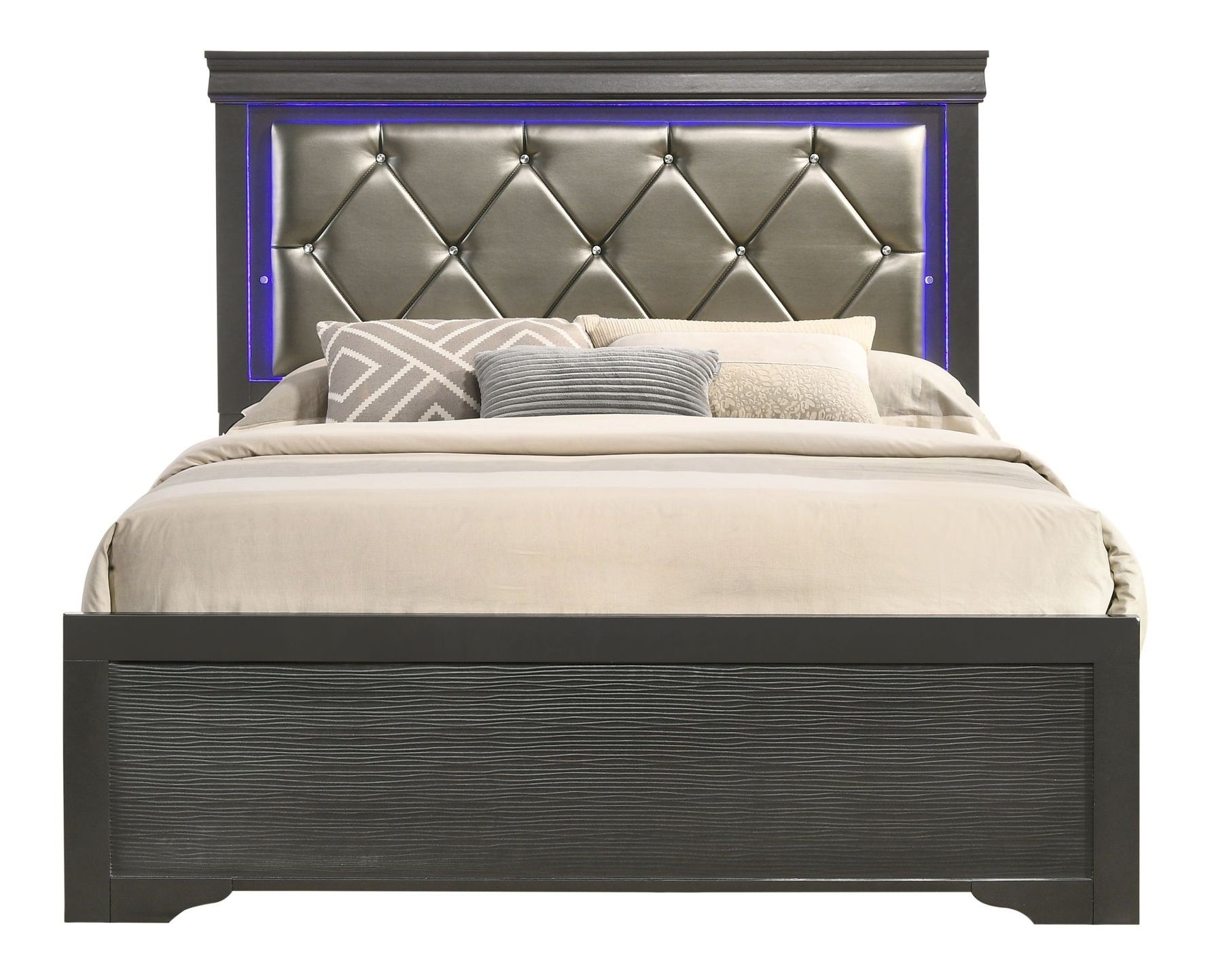 Brooklyn Bed with Polyester Upholstered Headboard & LED Lighting