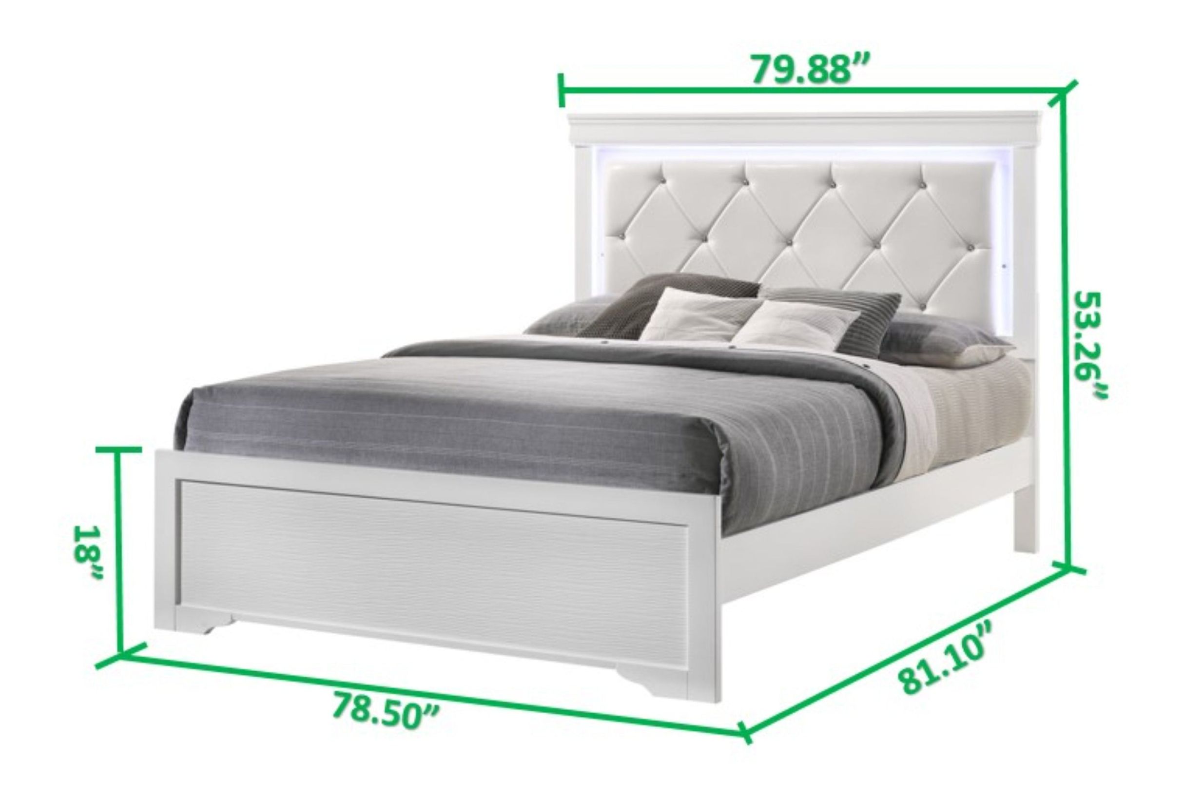 Brooklyn King Size Bed with Polyester Upholstered Headboard & LED Lighting