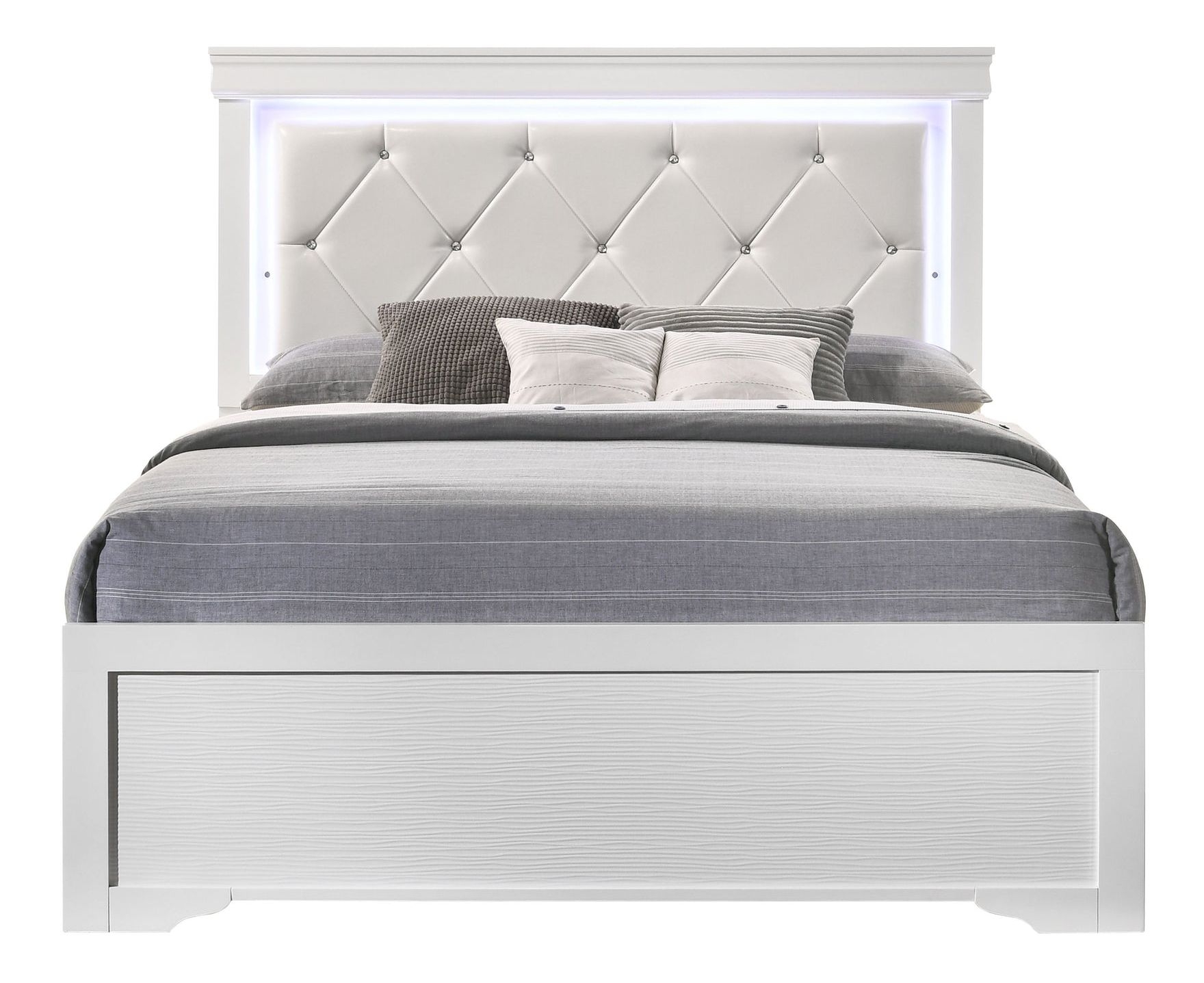 Brooklyn Bed with Polyester Upholstered Headboard & LED Lighting