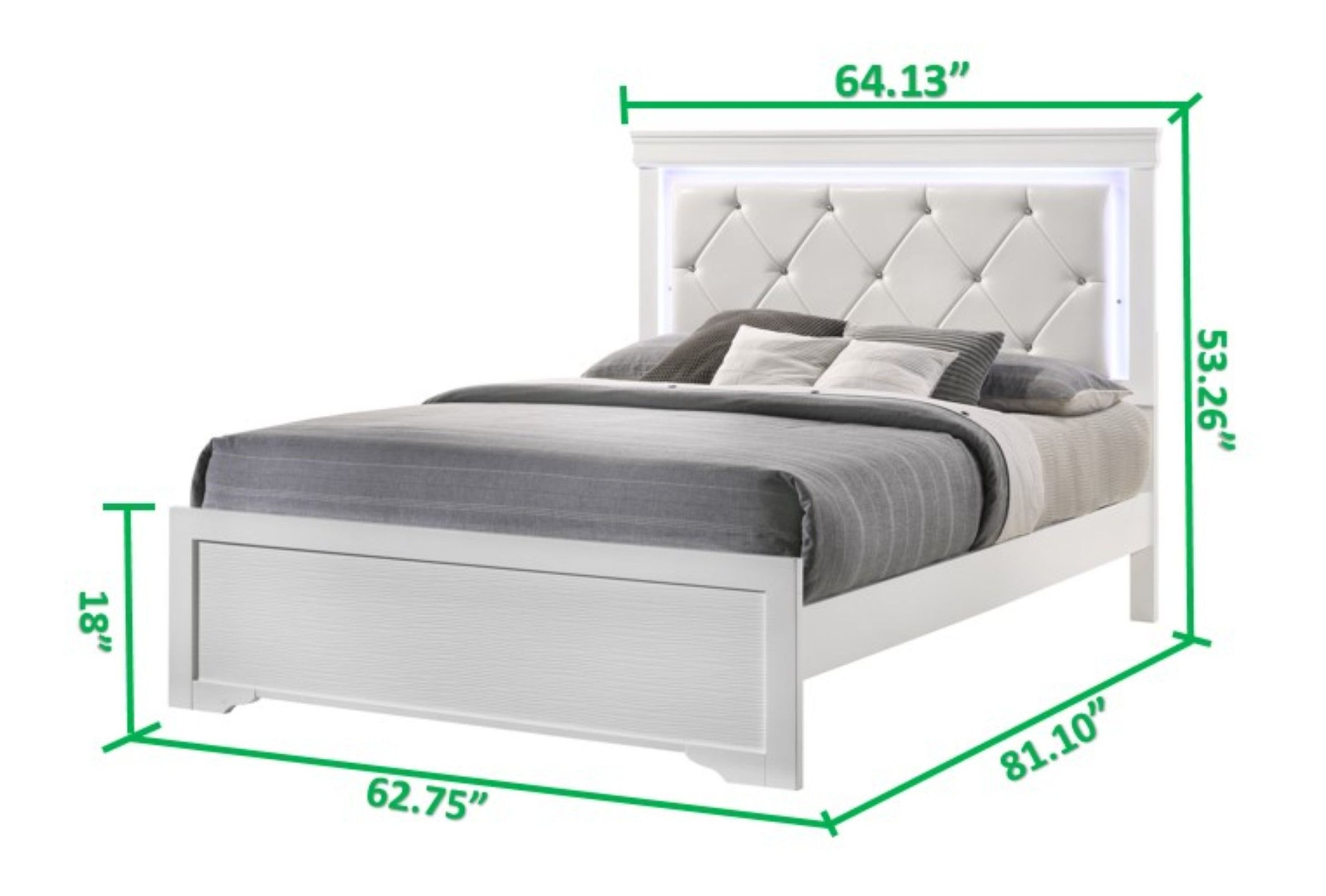 Brooklyn Bed with Polyester Upholstered Headboard & LED Lighting